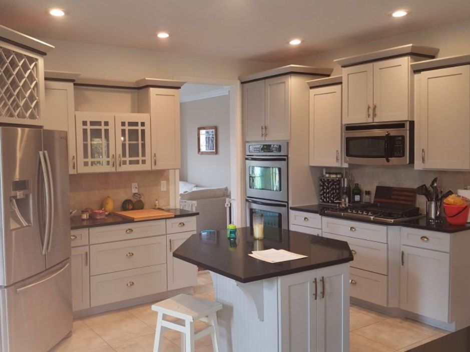 Grey Kitchen Cabinet Painting (After)